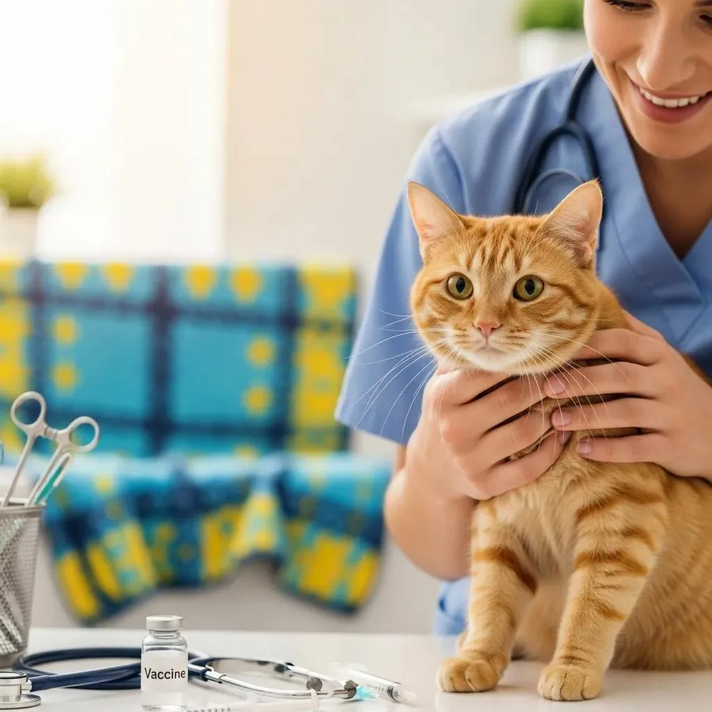 Cat and veterinarian at Gregory Veterinary Clinic — vaccinations help keep pets safe