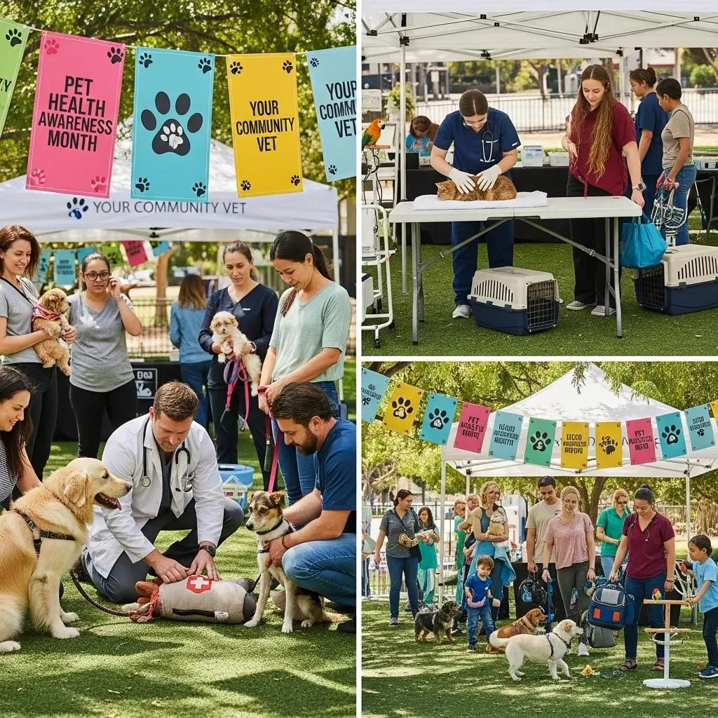 Community event promoting pet health awareness organized by a veterinary clinic